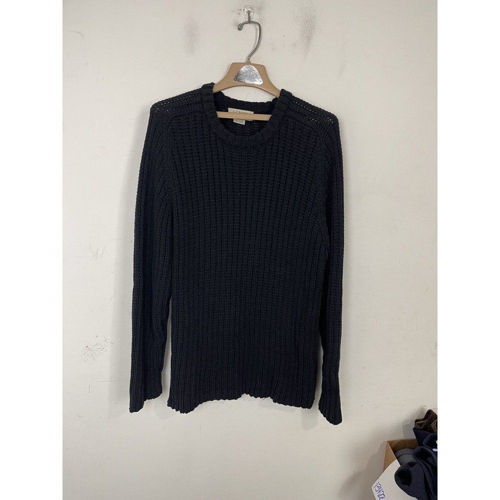 J Crew Mens Sweater XL Navy‎ Blue Fisherman Cotton Heavyweight Knit Nautical